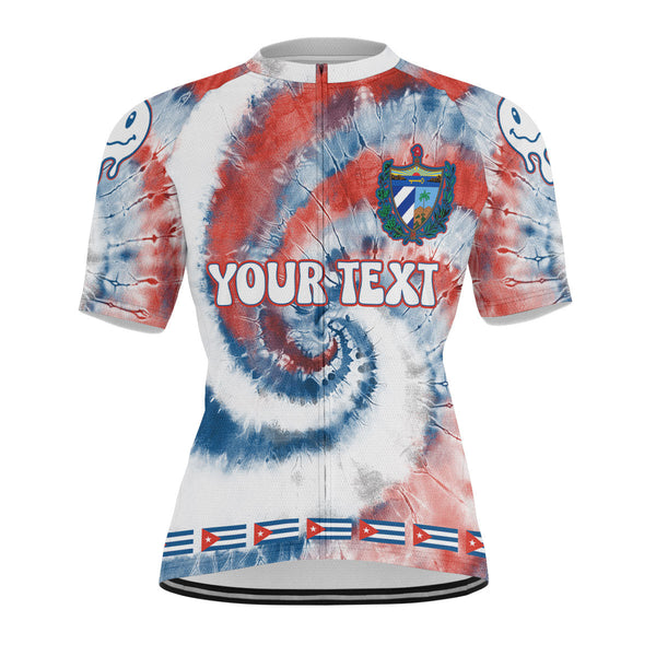 Cuba Men Cycling Jersey Custom Tie Dye Style 1