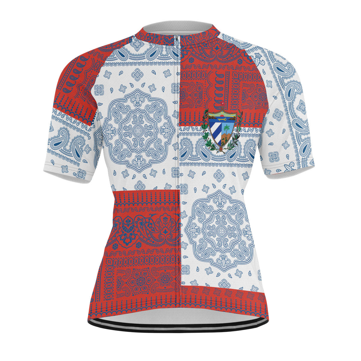 Cuba Men Cycling Jersey Flag And Paisley Basic Style 1