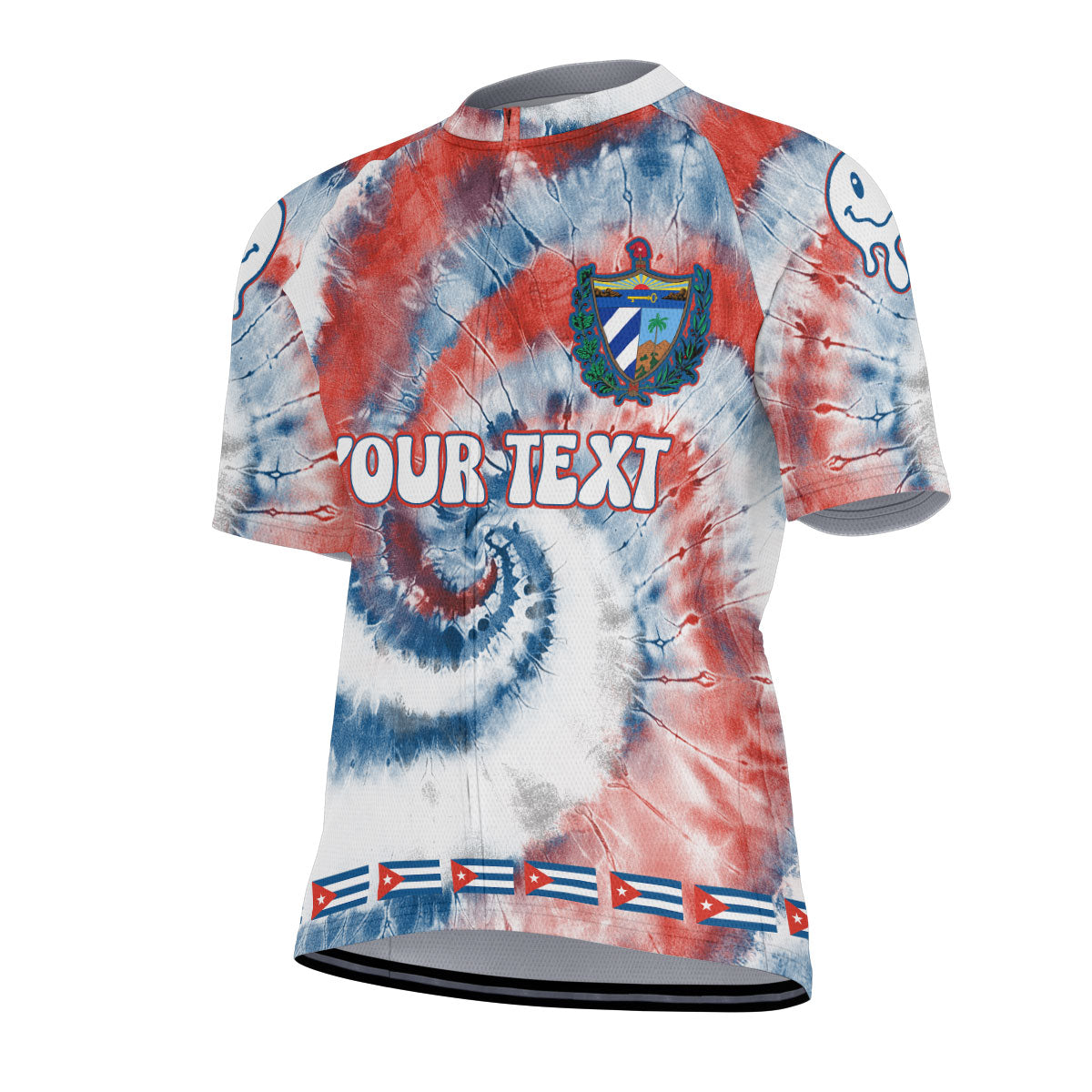 Cuba Men Cycling Jersey Custom Tie Dye Style 2