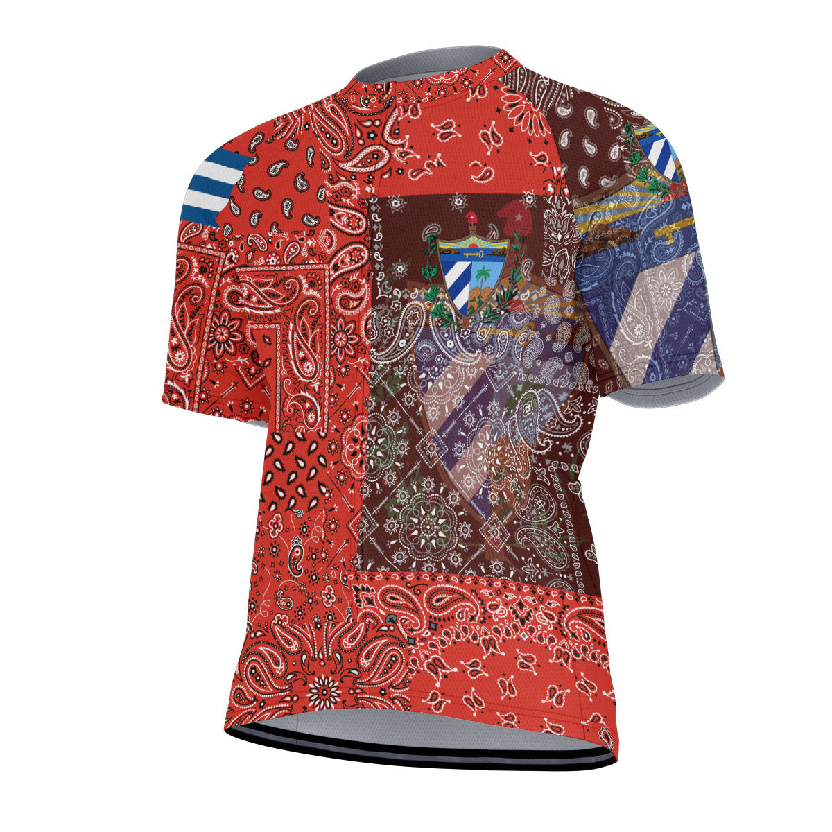 Cuba Men Cycling Jersey Paisley Flag And Skull Style 2