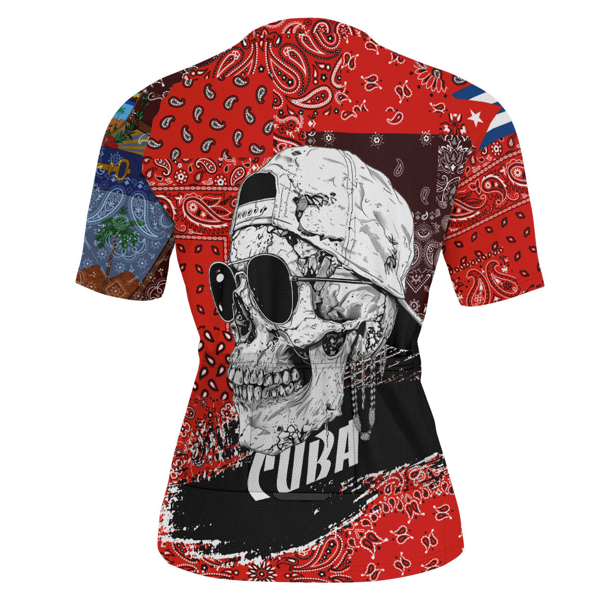 Cuba Men Cycling Jersey Paisley Flag And Skull Style 3