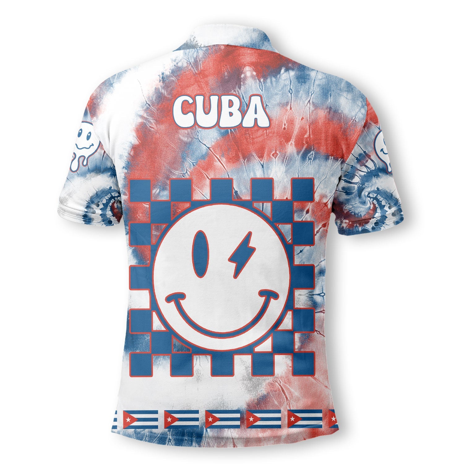 Cuba Polo Shirt Custom Tie Dye Style 3