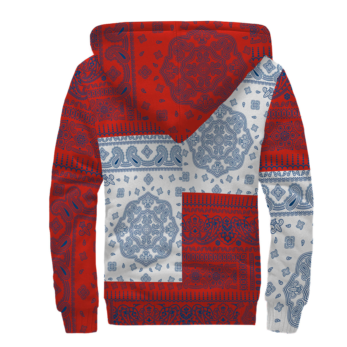 Cuba Sherpa Hoodie Flag And Paisley Basic Style 2