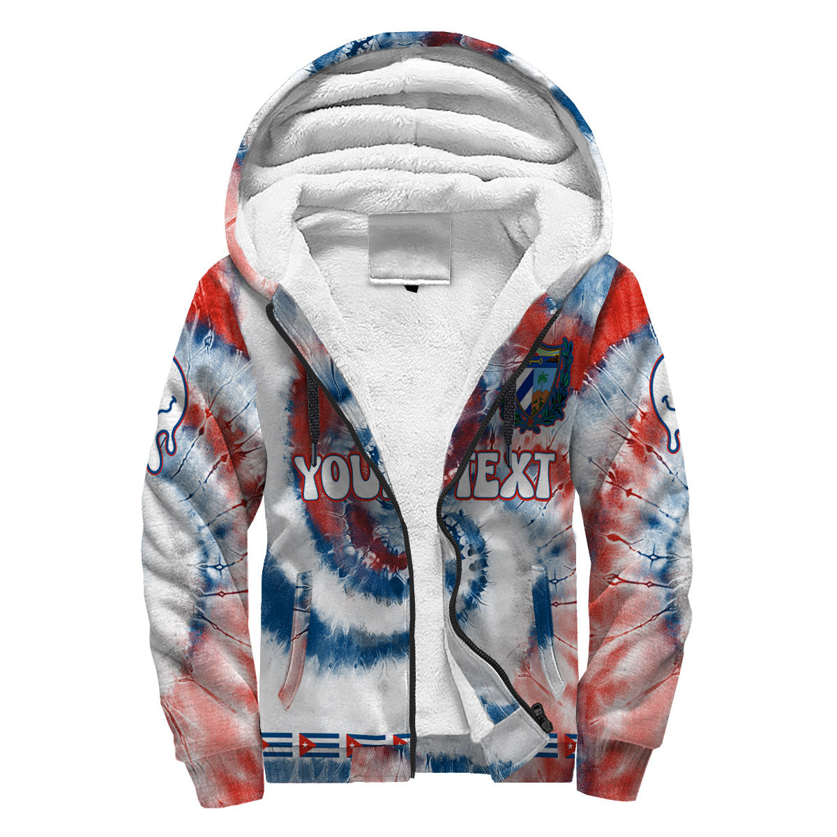 Cuba Sherpa Hoodie Custom Tie Dye Style 3