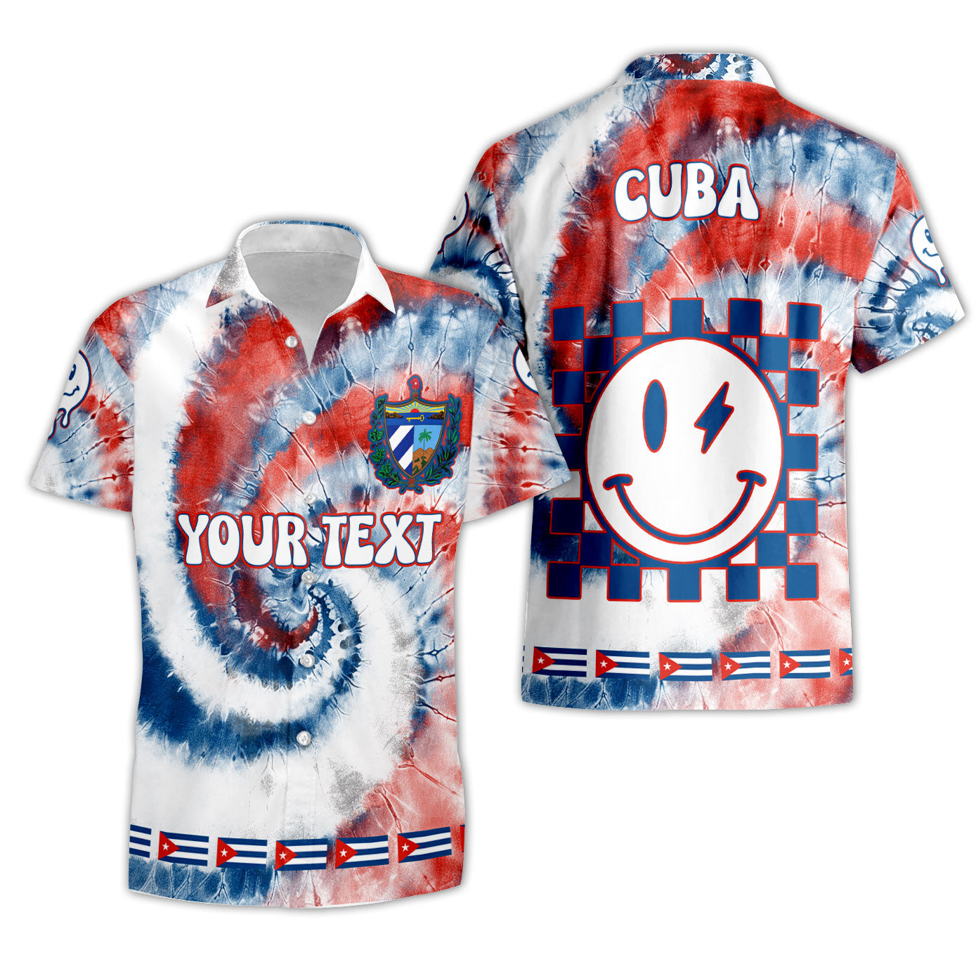 Cuba Short Sleeve Shirt Custom Tie Dye Style 3