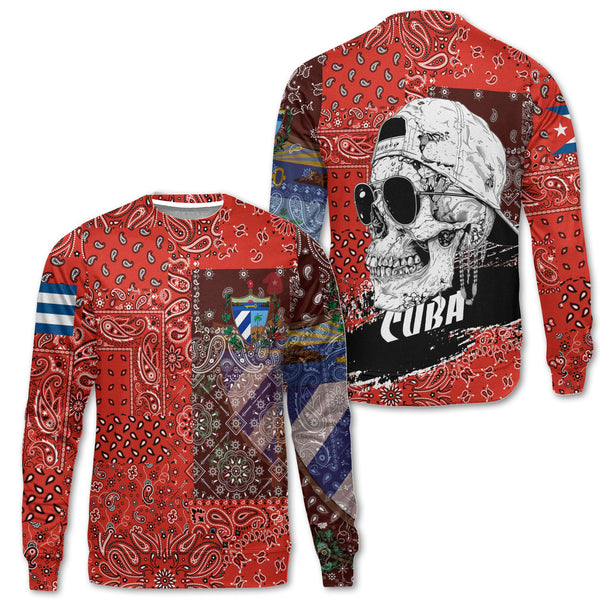 Cuba Sweatshirt Paisley Flag And Skull Style 1