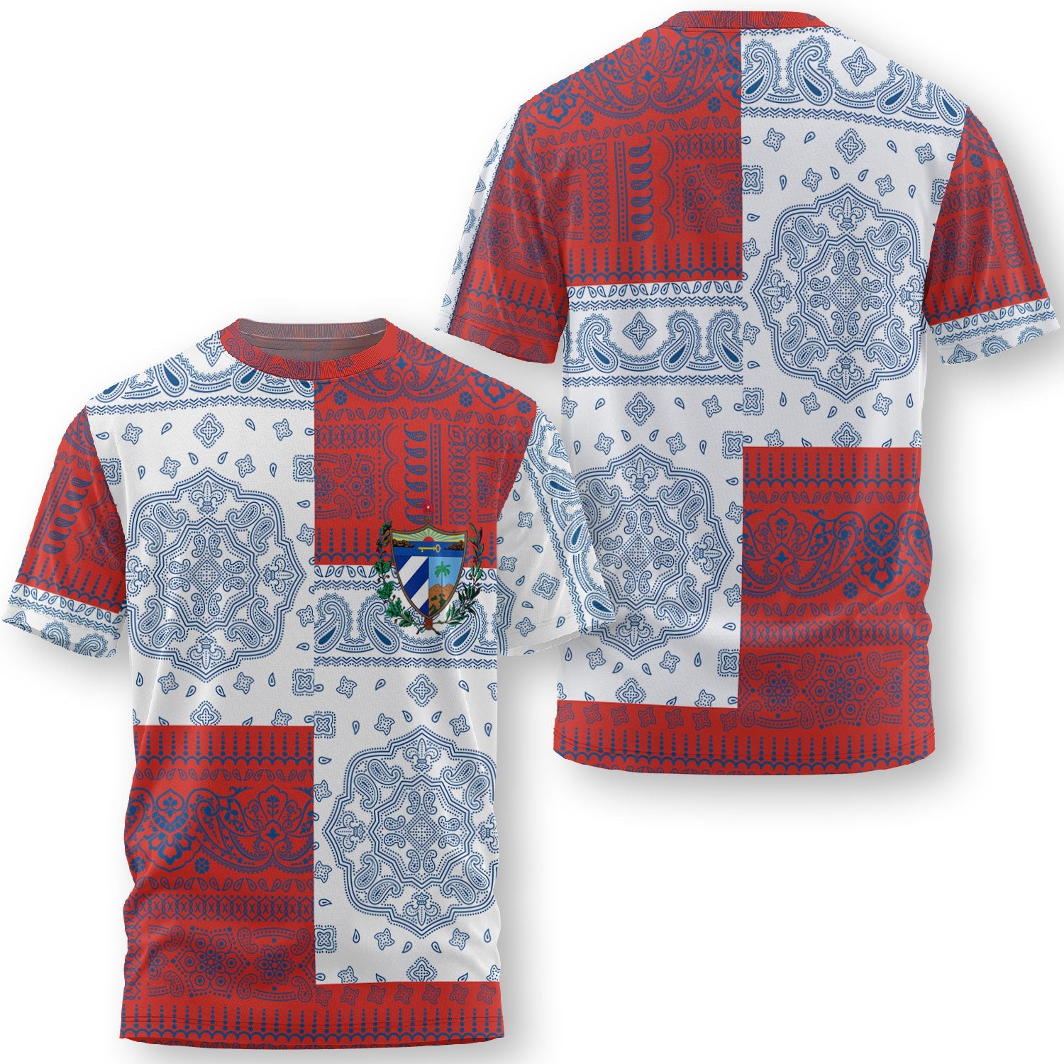 Cuba T Shirt Flag And Paisley Basic Style 1