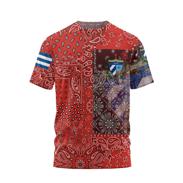 Cuba T Shirt Paisley Flag And Skull Style 1