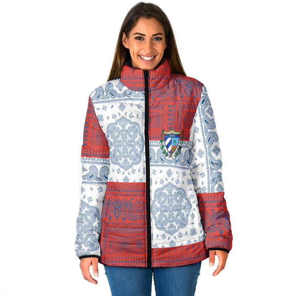 Cuba Women Padded Jacket Flag And Paisley Basic Style 1