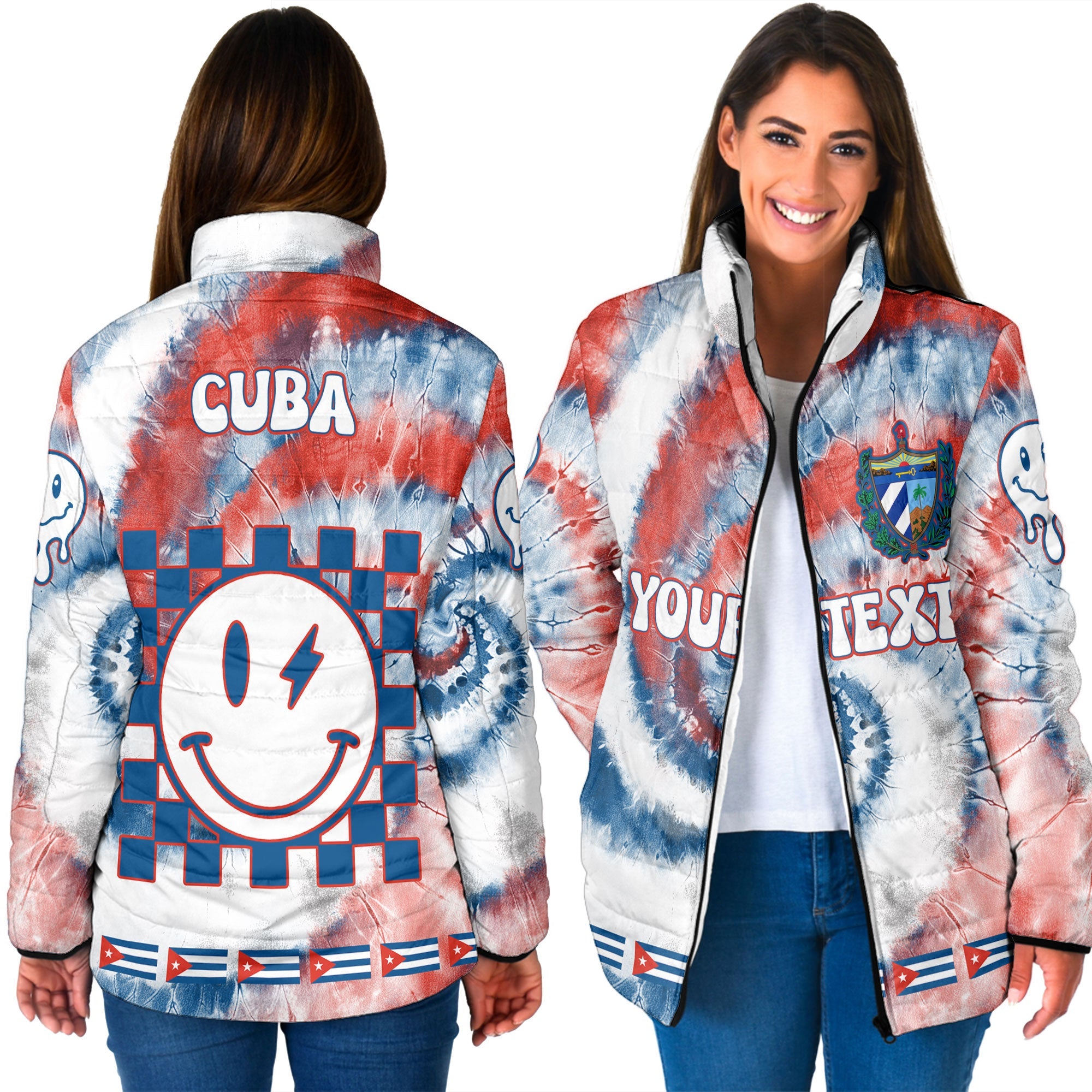 Cuba Women Padded Jacket Custom Tie Dye Style 3