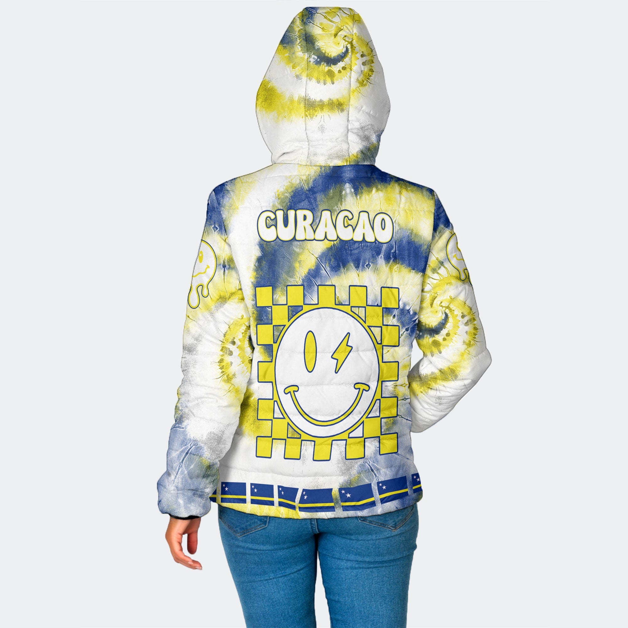 Curacao Women Hooded Padded Jacket Custom Tie Dye Style 2