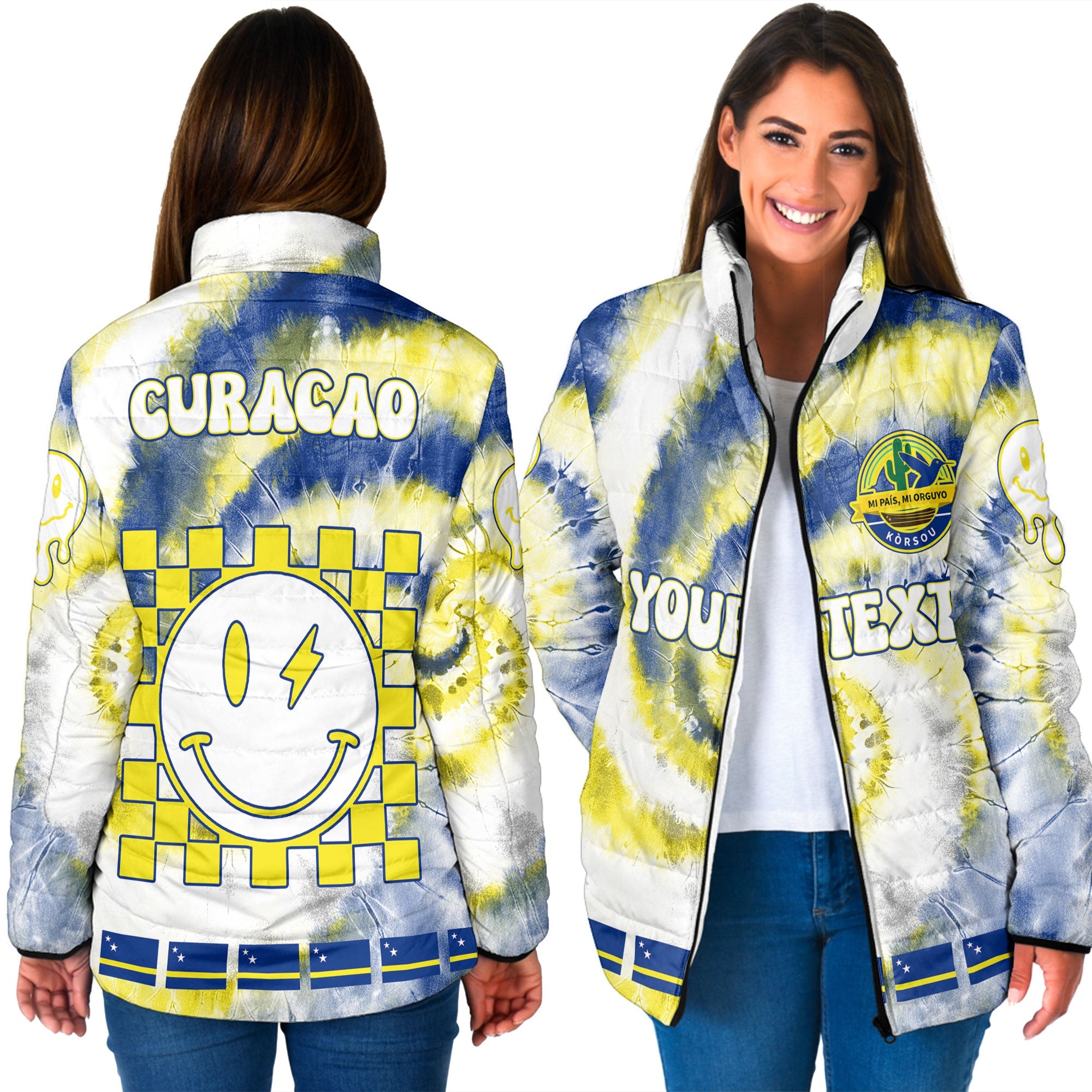 Curacao Women Padded Jacket Custom Tie Dye Style 3