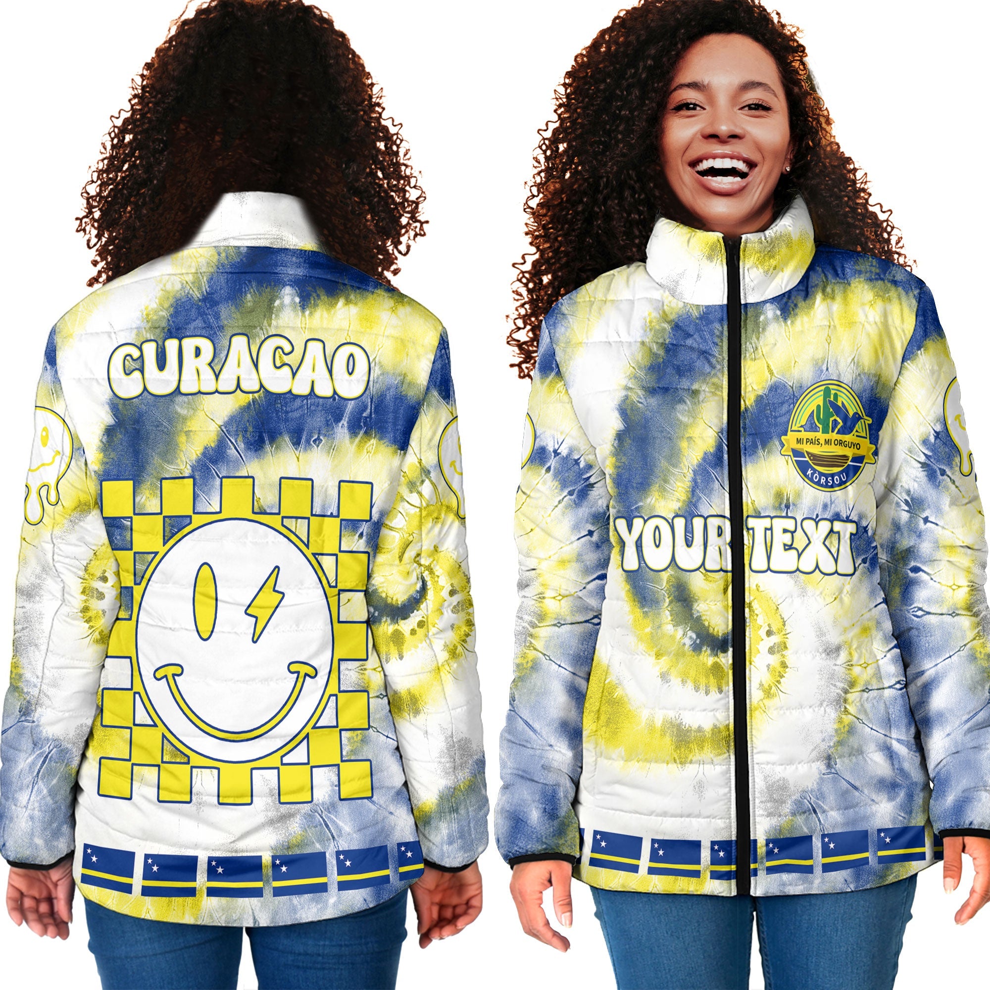 Curacao Women Padded Jacket Custom Tie Dye Style 4