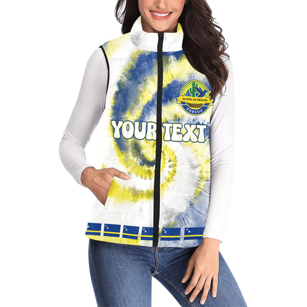 Curacao Women Padded Jacket Vest Custom Tie Dye Style 1