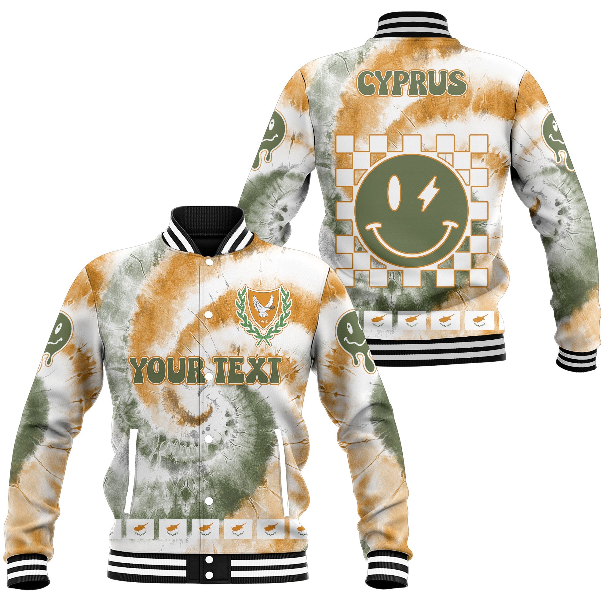 Cyprus Baseball Jacket Custom Tie Dye Style 1