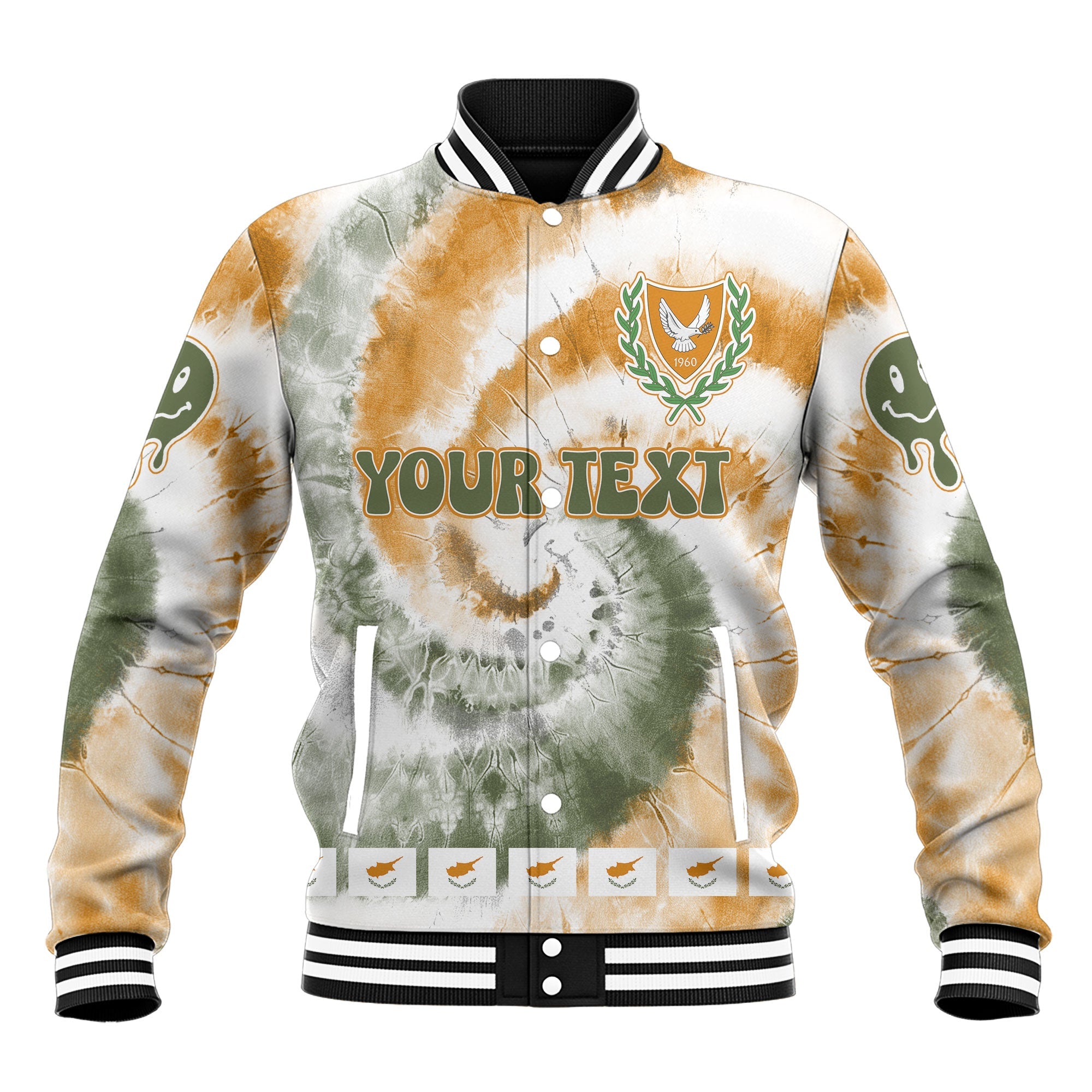 Cyprus Baseball Jacket Custom Tie Dye Style 2