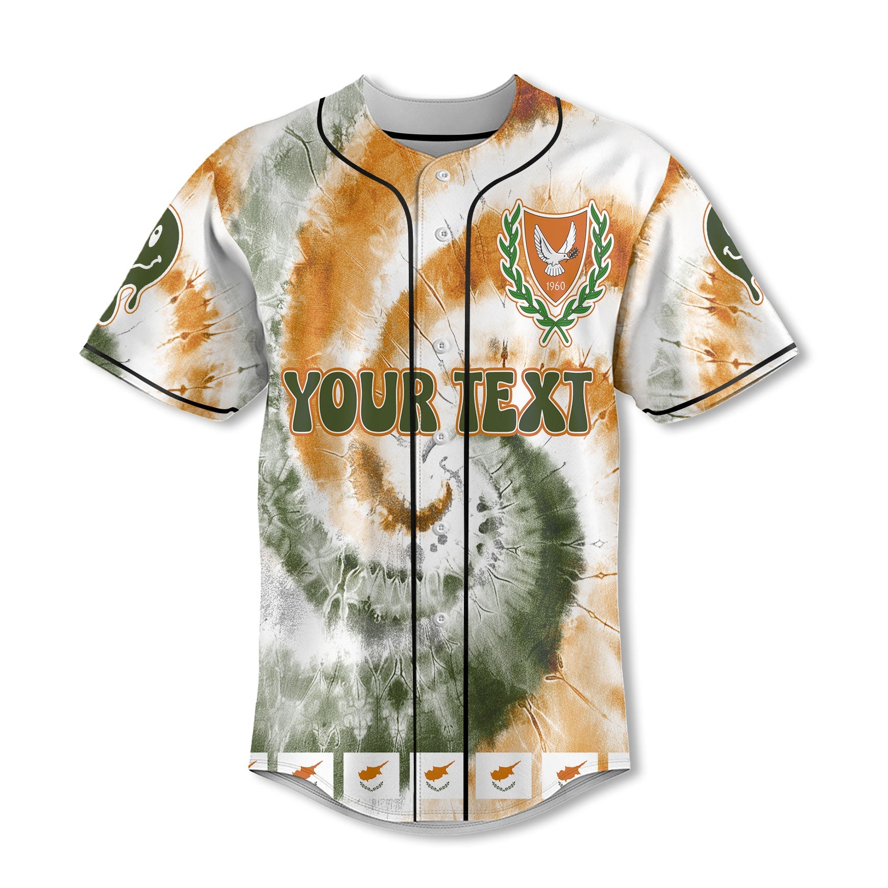 Cyprus Baseball Jersey Custom Tie Dye Style 2