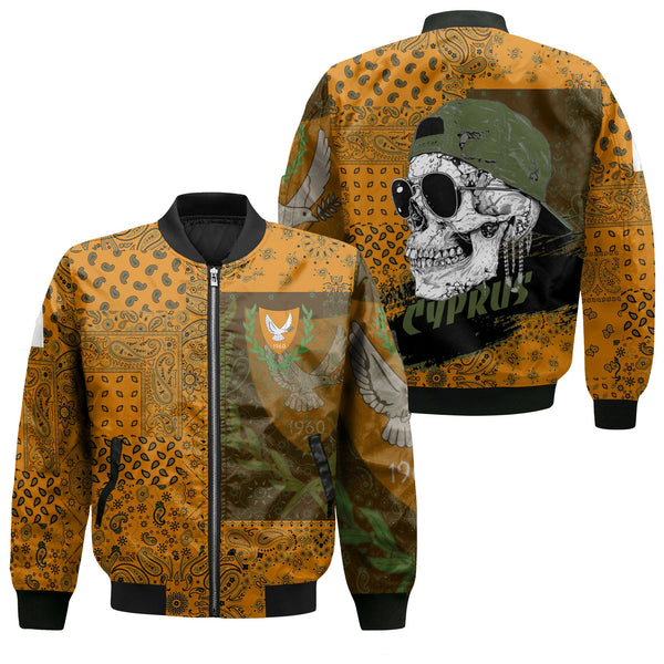 Cyprus Bomber Jacket Paisley Flag And Skull Style 1