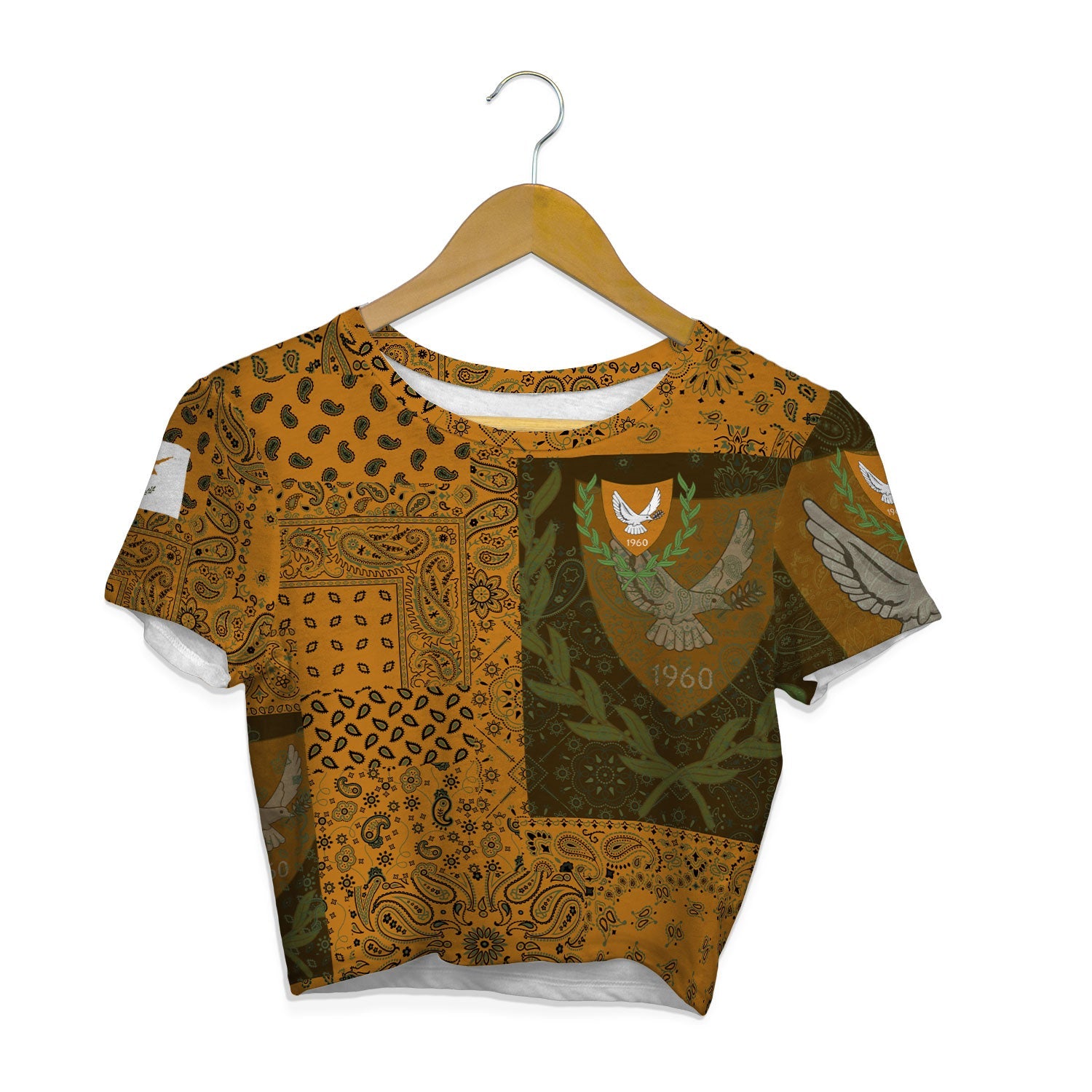 Cyprus Croptop T Shirt Paisley Flag And Skull Style 1