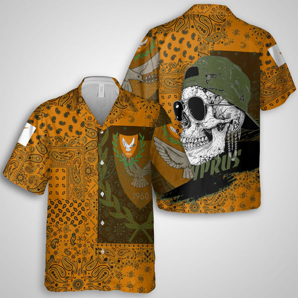 Cyprus Hawaiian Shirt Paisley Flag And Skull Style 1