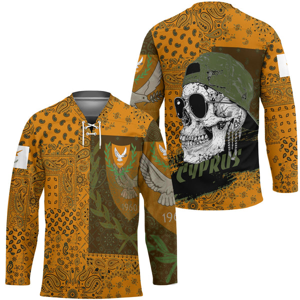 Cyprus Hockey Jersey Paisley Flag And Skull Style 1