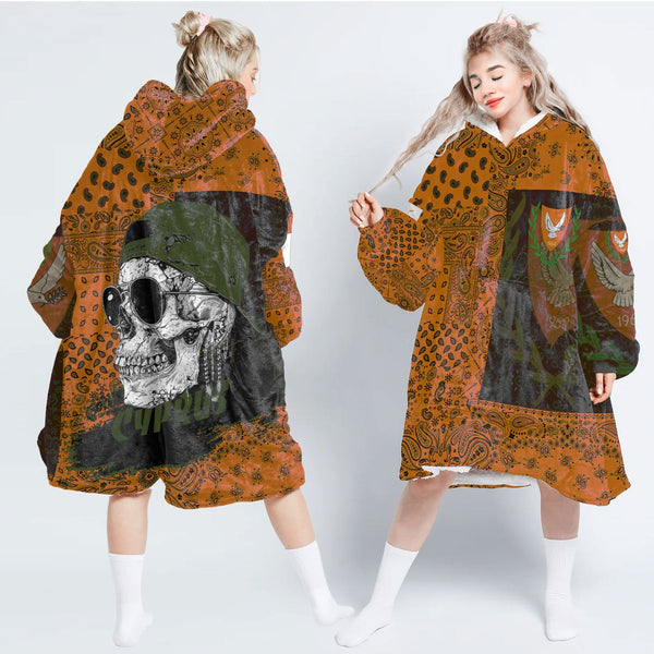 Cyprus Hoodie Blanket Paisley Flag And Skull Style 1