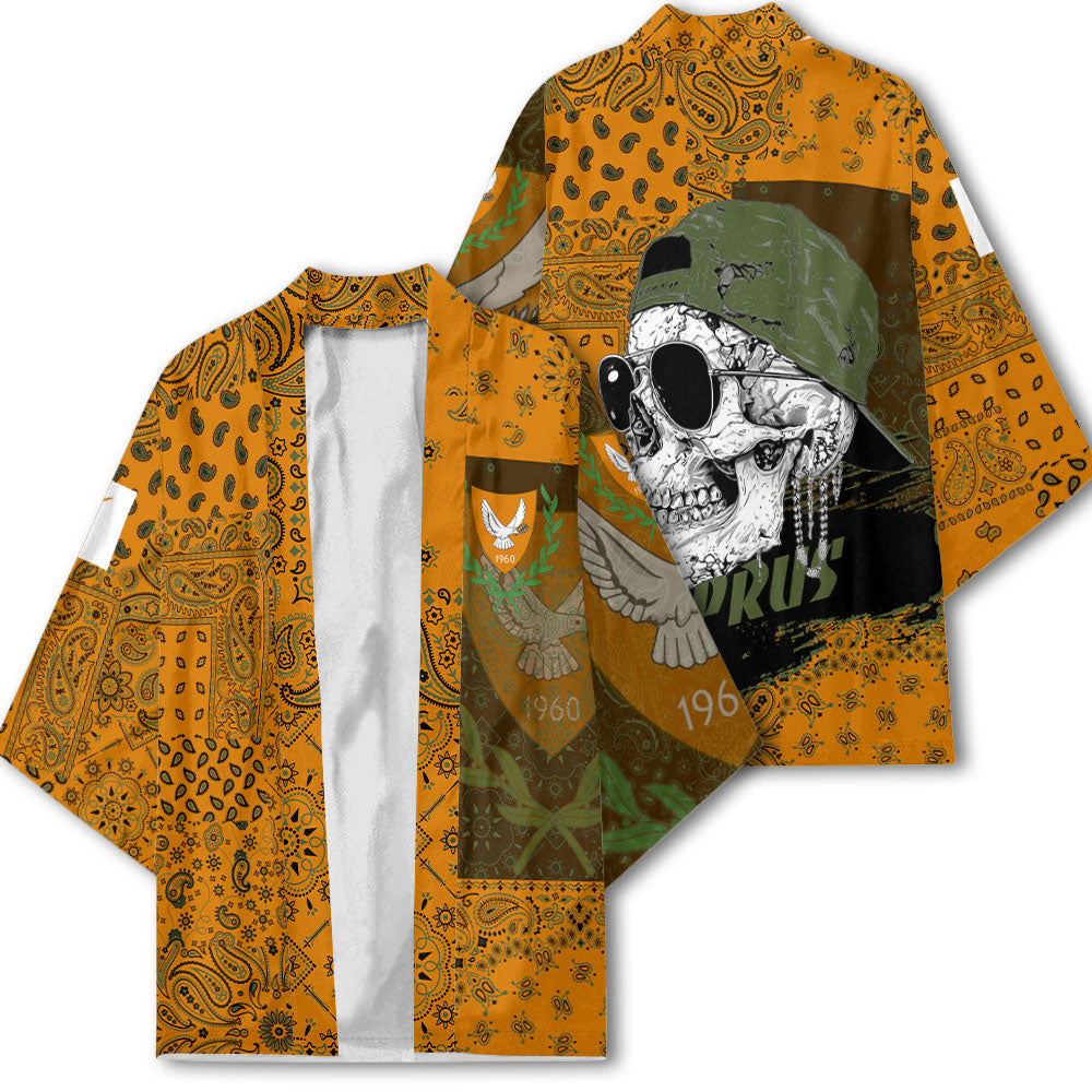 Cyprus Kimono Paisley Flag And Skull Style 2