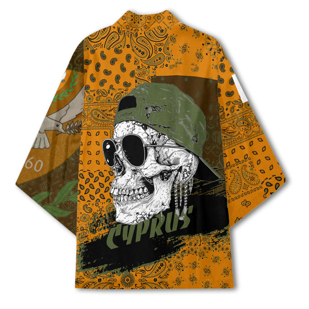 Cyprus Kimono Paisley Flag And Skull Style 3