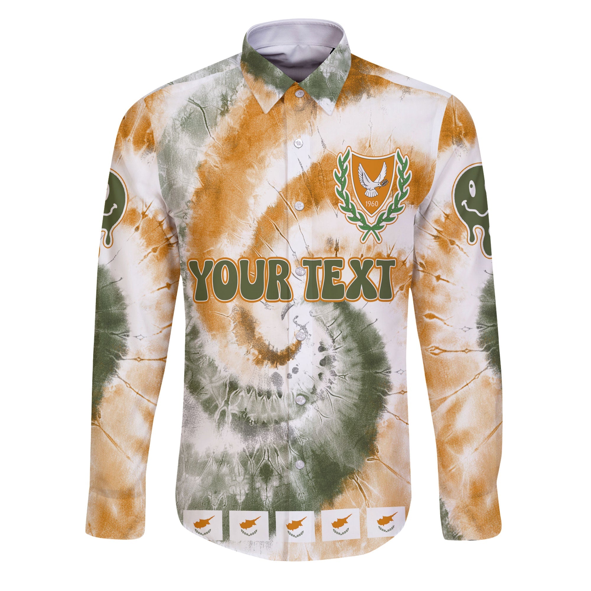 Cyprus Long Sleeve Button Shirt Custom Tie Dye Style 1