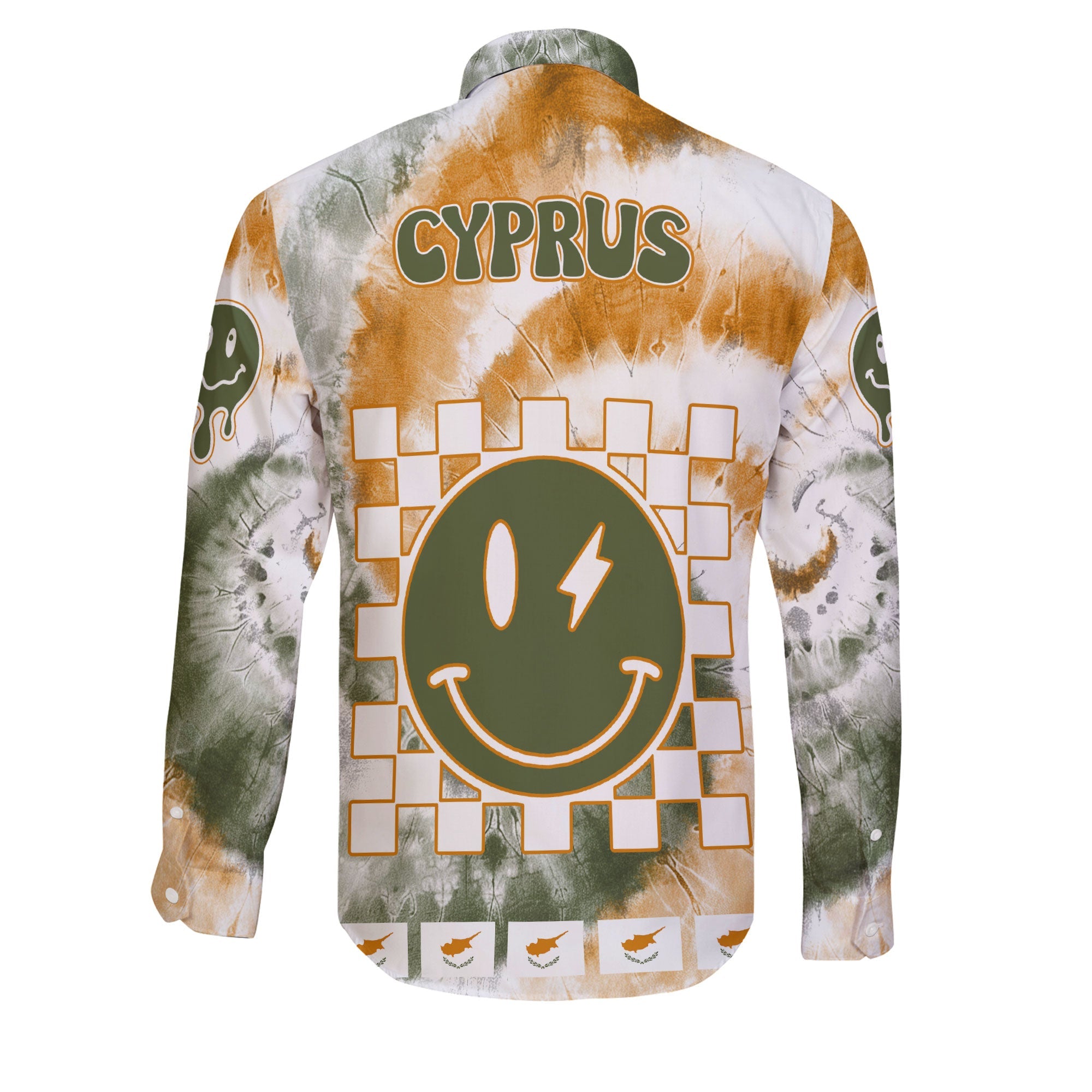 Cyprus Long Sleeve Button Shirt Custom Tie Dye Style 2