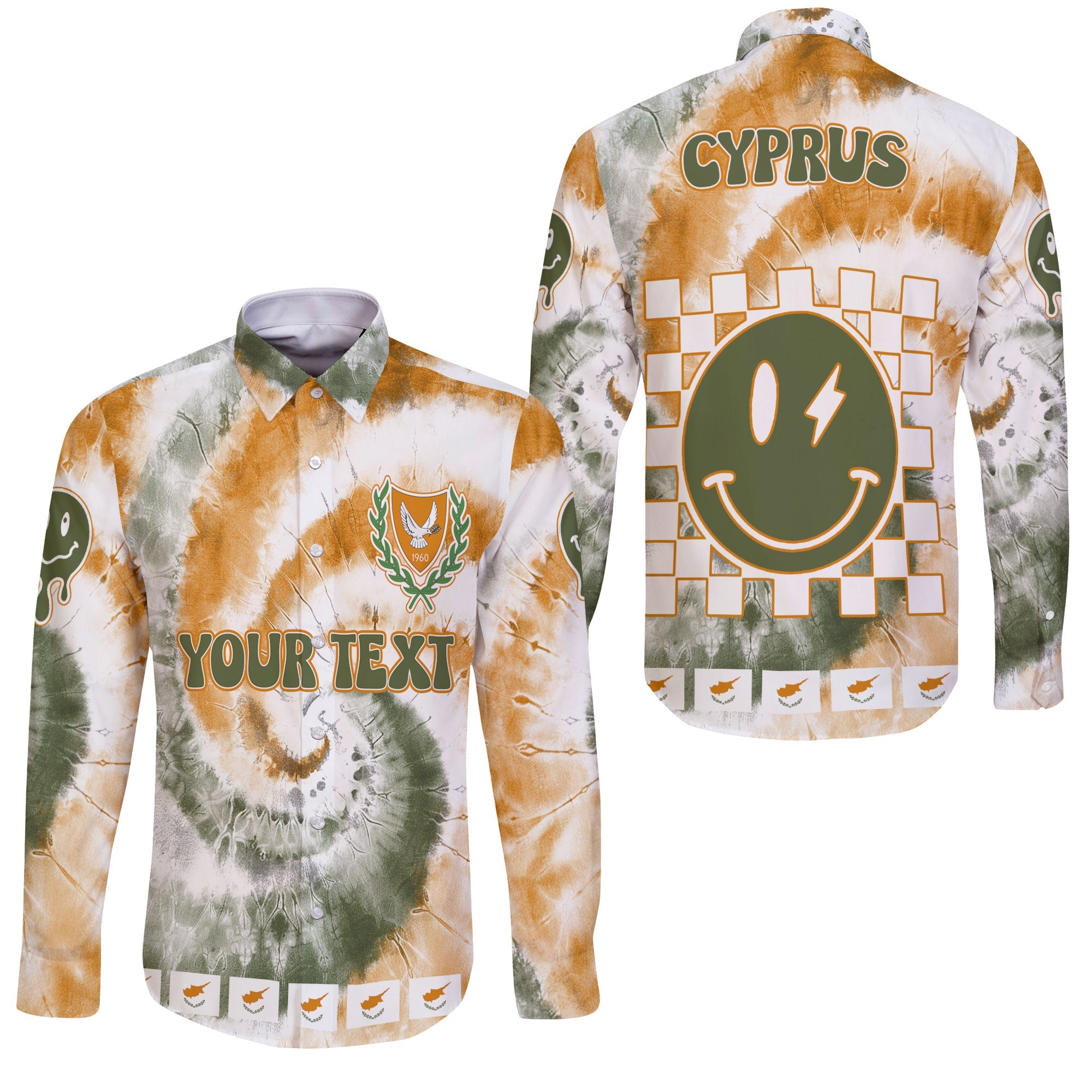 Cyprus Long Sleeve Button Shirt Custom Tie Dye Style 3