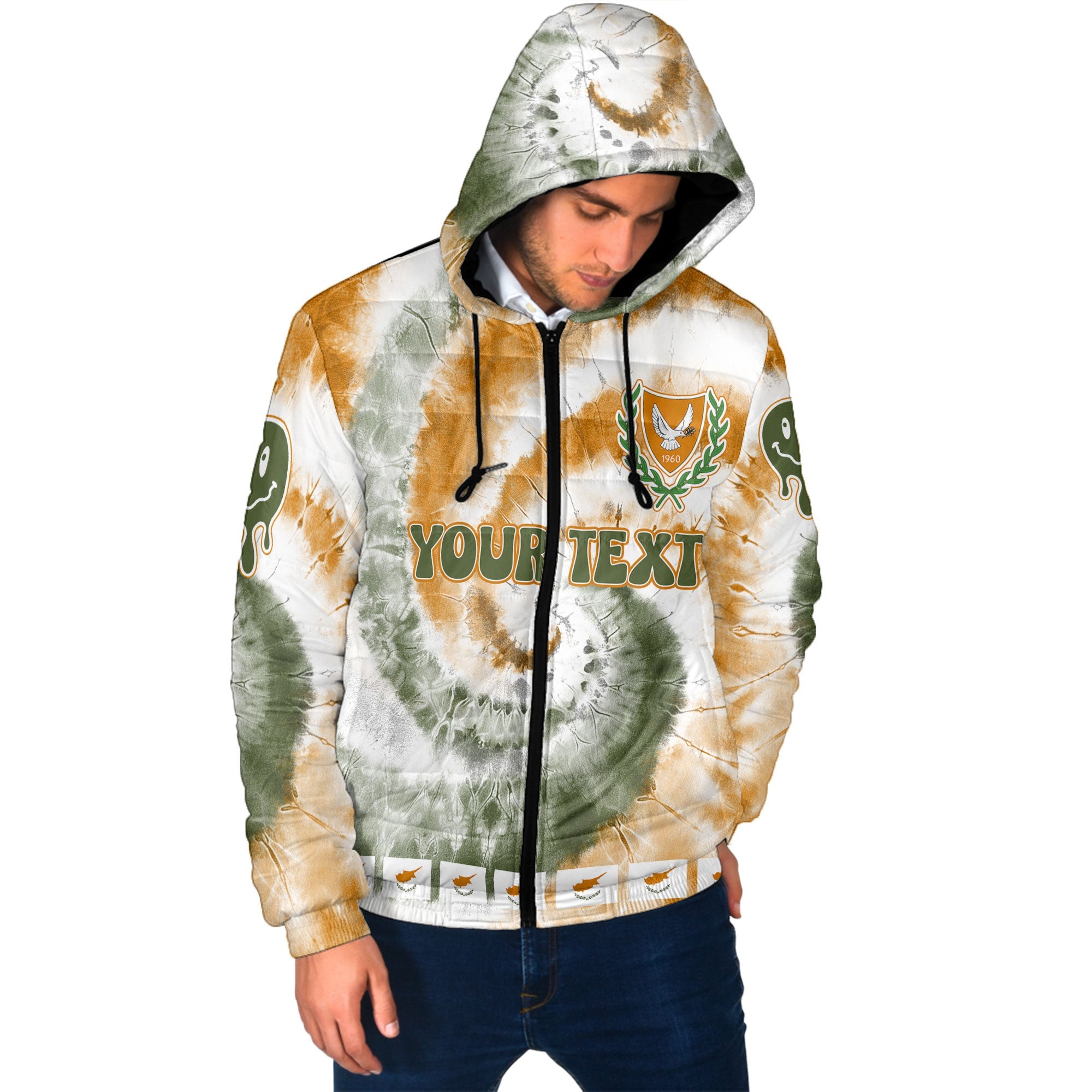 Cyprus Men Hooded Padded Jacket Custom Tie Dye Style 2