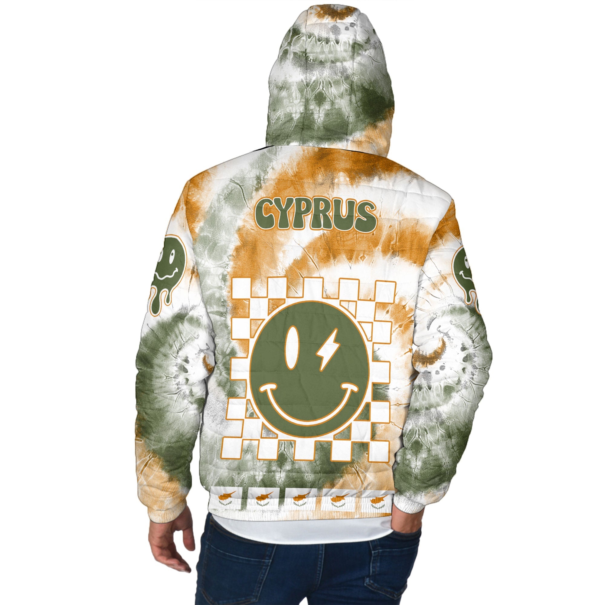 Cyprus Men Hooded Padded Jacket Custom Tie Dye Style 3