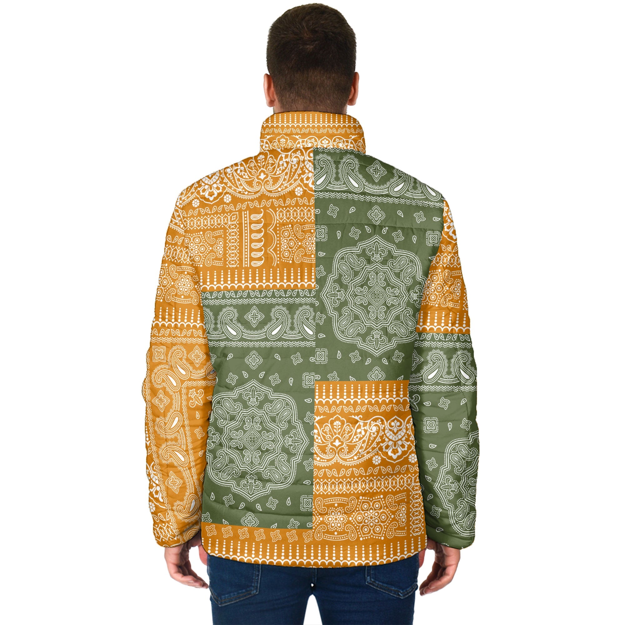 Cyprus Men Padded Jacket Flag And Paisley Basic Style 2