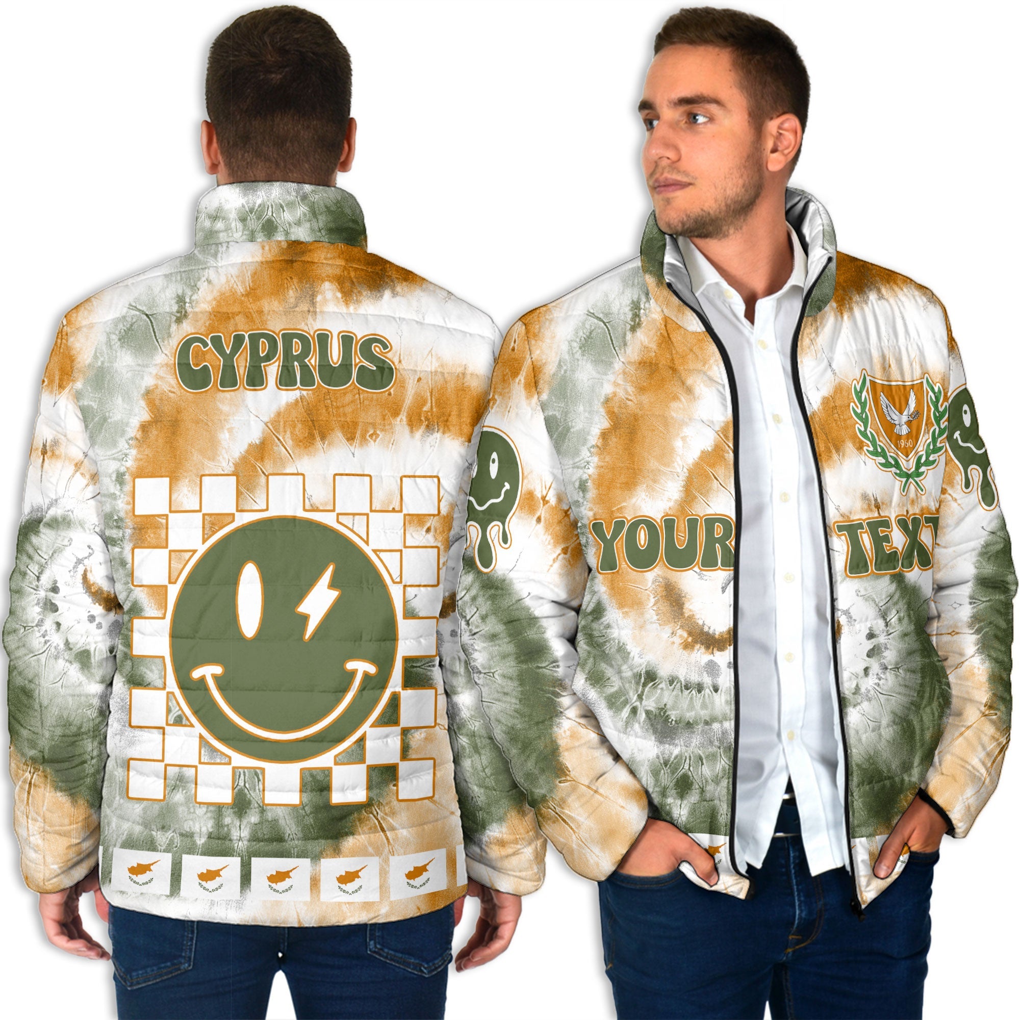 Cyprus Men Padded Jacket Custom Tie Dye Style 4