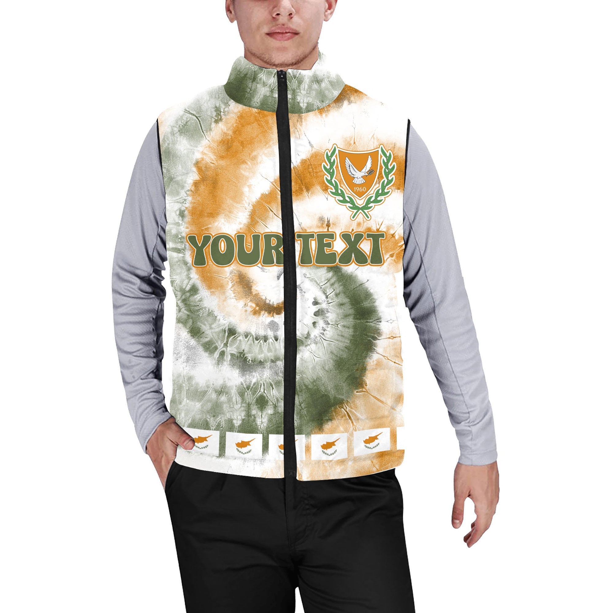 Cyprus Men Padded Jacket Vest Custom Tie Dye Style 1