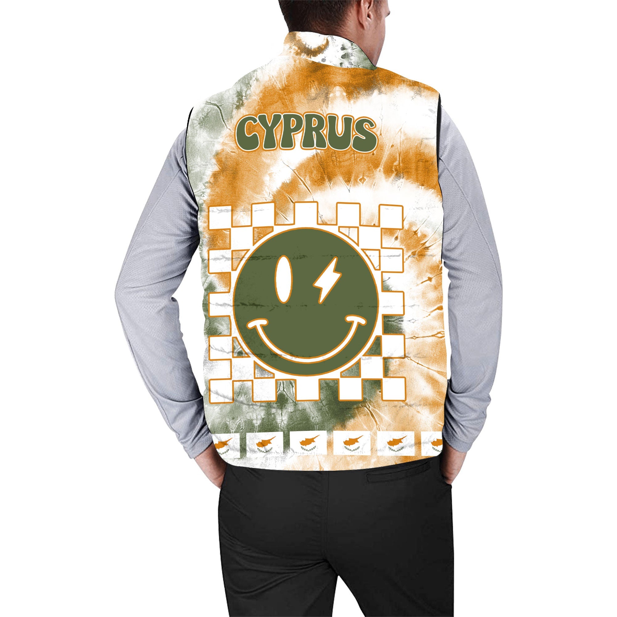 Cyprus Men Padded Jacket Vest Custom Tie Dye Style 2