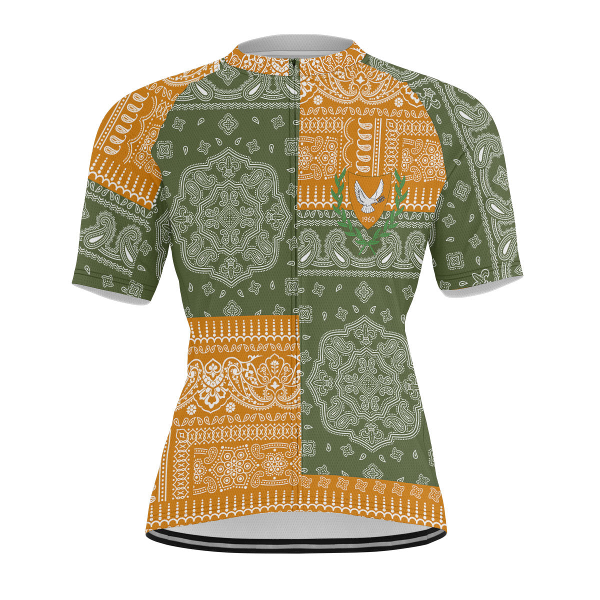 Cyprus Men Cycling Jersey Flag And Paisley Basic Style 1