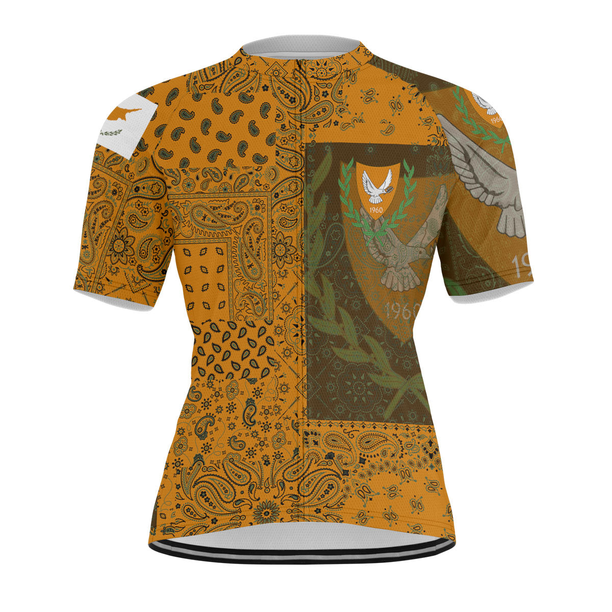 Cyprus Men Cycling Jersey Paisley Flag And Skull Style 1