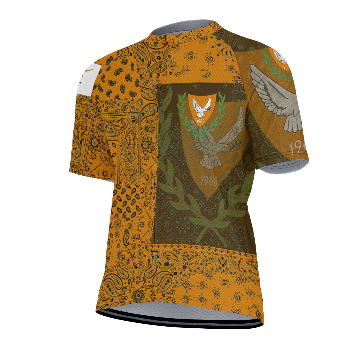 Cyprus Men Cycling Jersey Paisley Flag And Skull Style 2