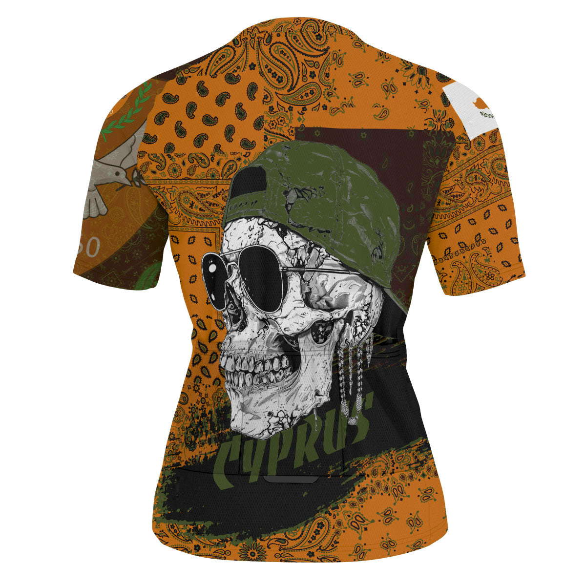 Cyprus Men Cycling Jersey Paisley Flag And Skull Style 3