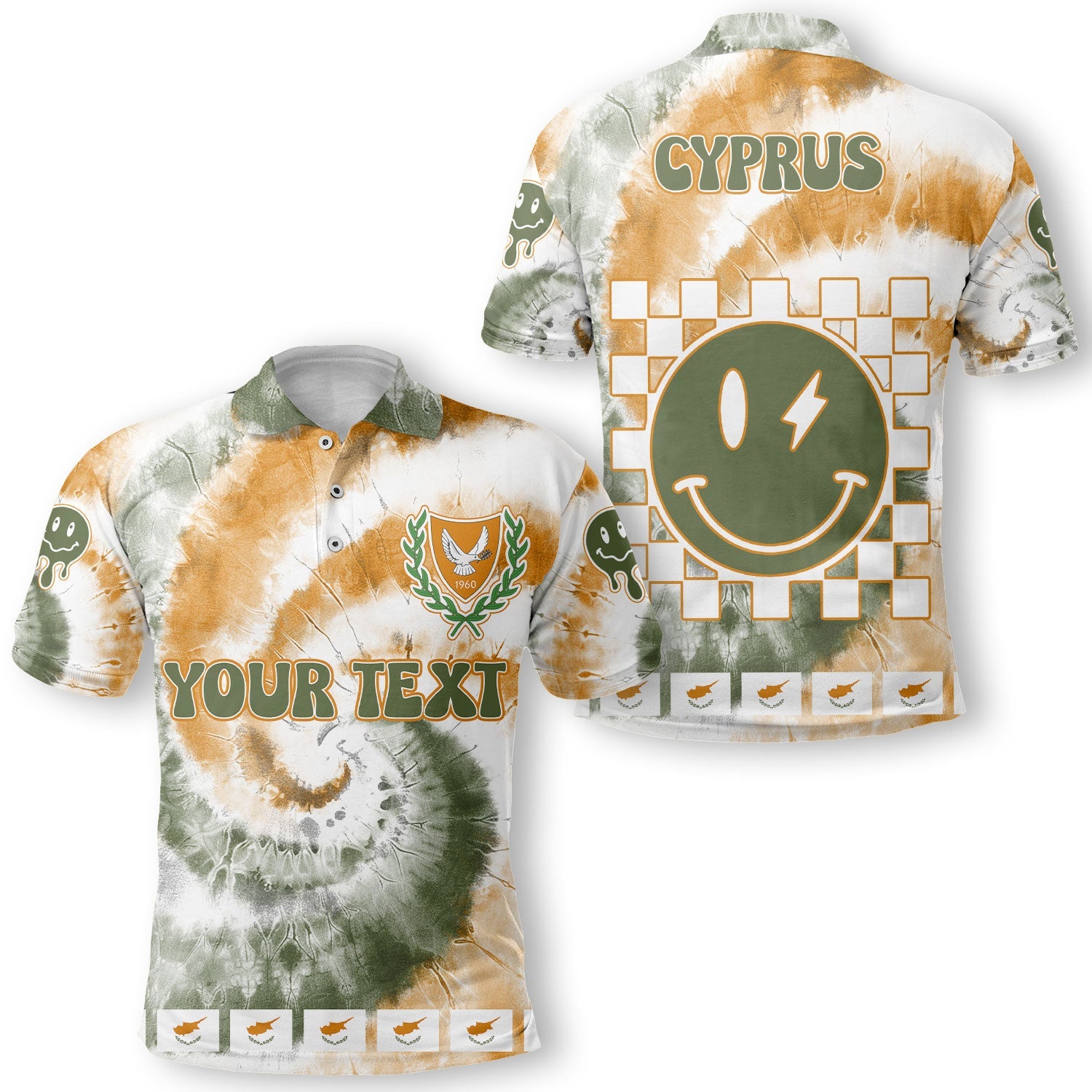 Cyprus Polo Shirt Custom Tie Dye Style 1