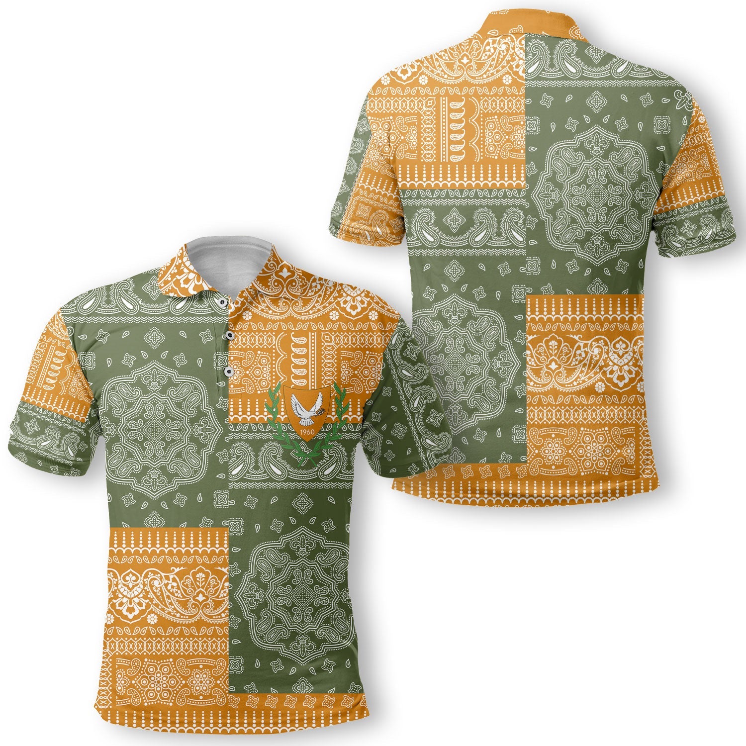 Cyprus Polo Shirt Flag And Paisley Basic Style 1