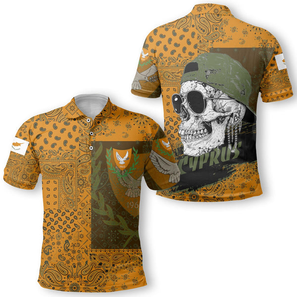 Cyprus Polo Shirt Paisley Flag And Skull Style 1