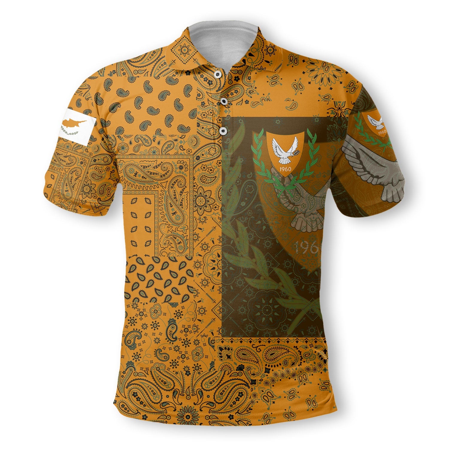 Cyprus Polo Shirt Paisley Flag And Skull Style 2