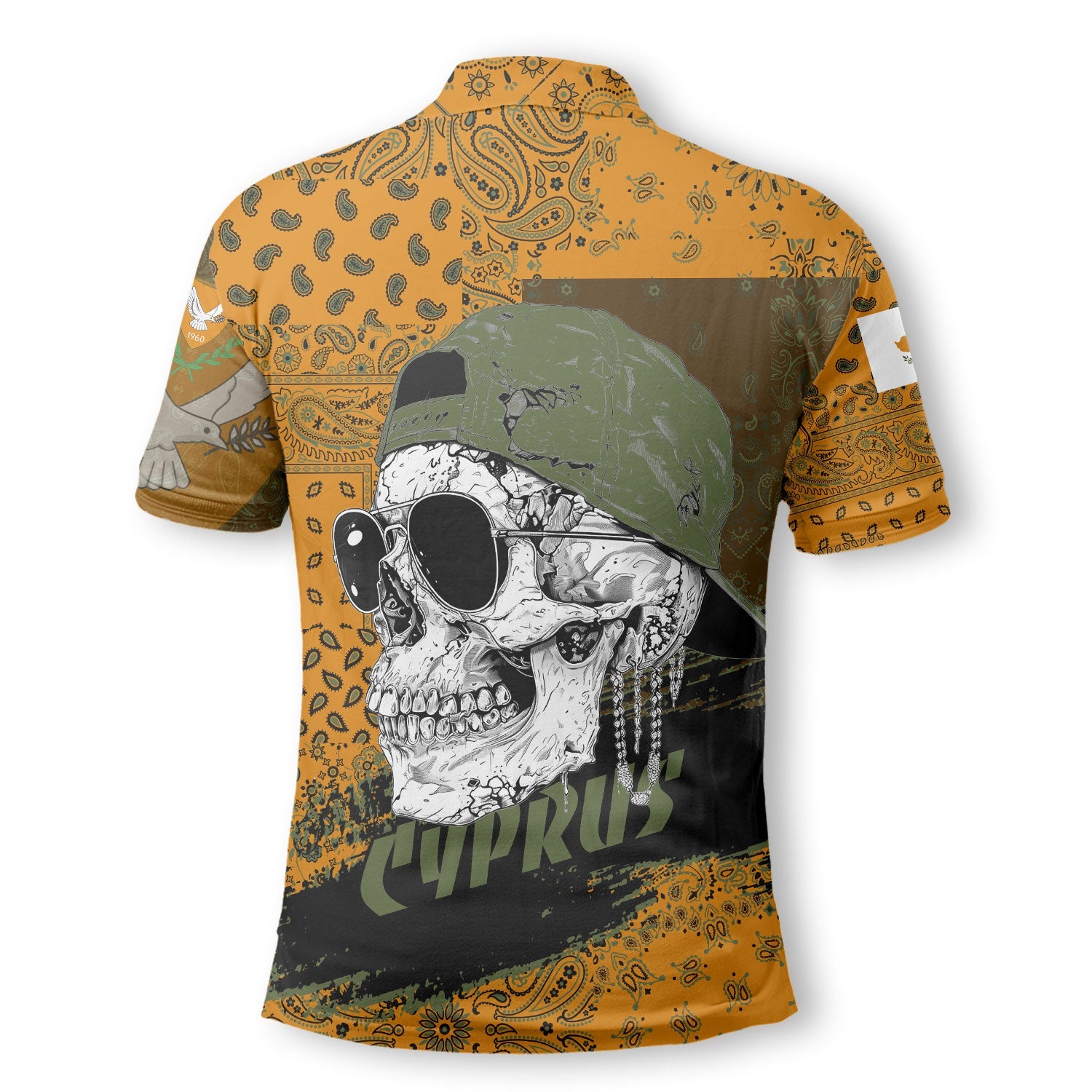 Cyprus Polo Shirt Paisley Flag And Skull Style 3