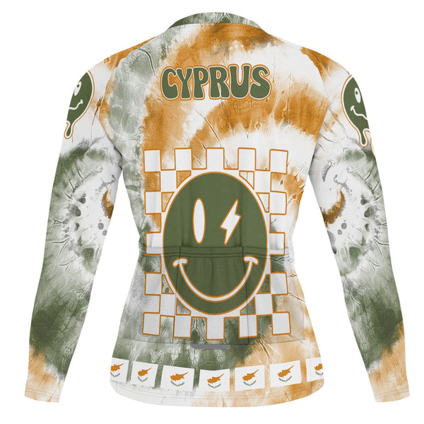 Cyprus Raglan Men Cycling Jersey Long Sleeve Custom Tie Dye Style 1