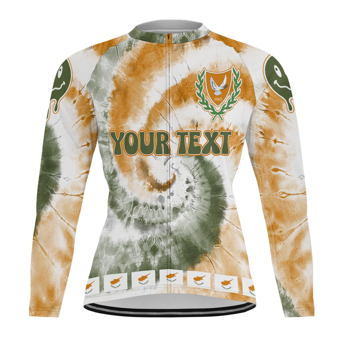 Cyprus Raglan Men Cycling Jersey Long Sleeve Custom Tie Dye Style 2