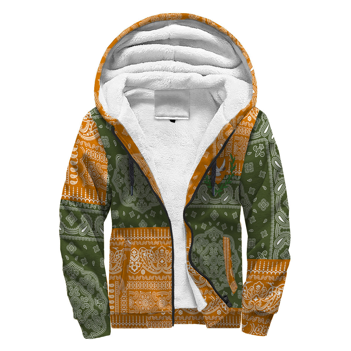 Cyprus Sherpa Hoodie Flag And Paisley Basic Style 3