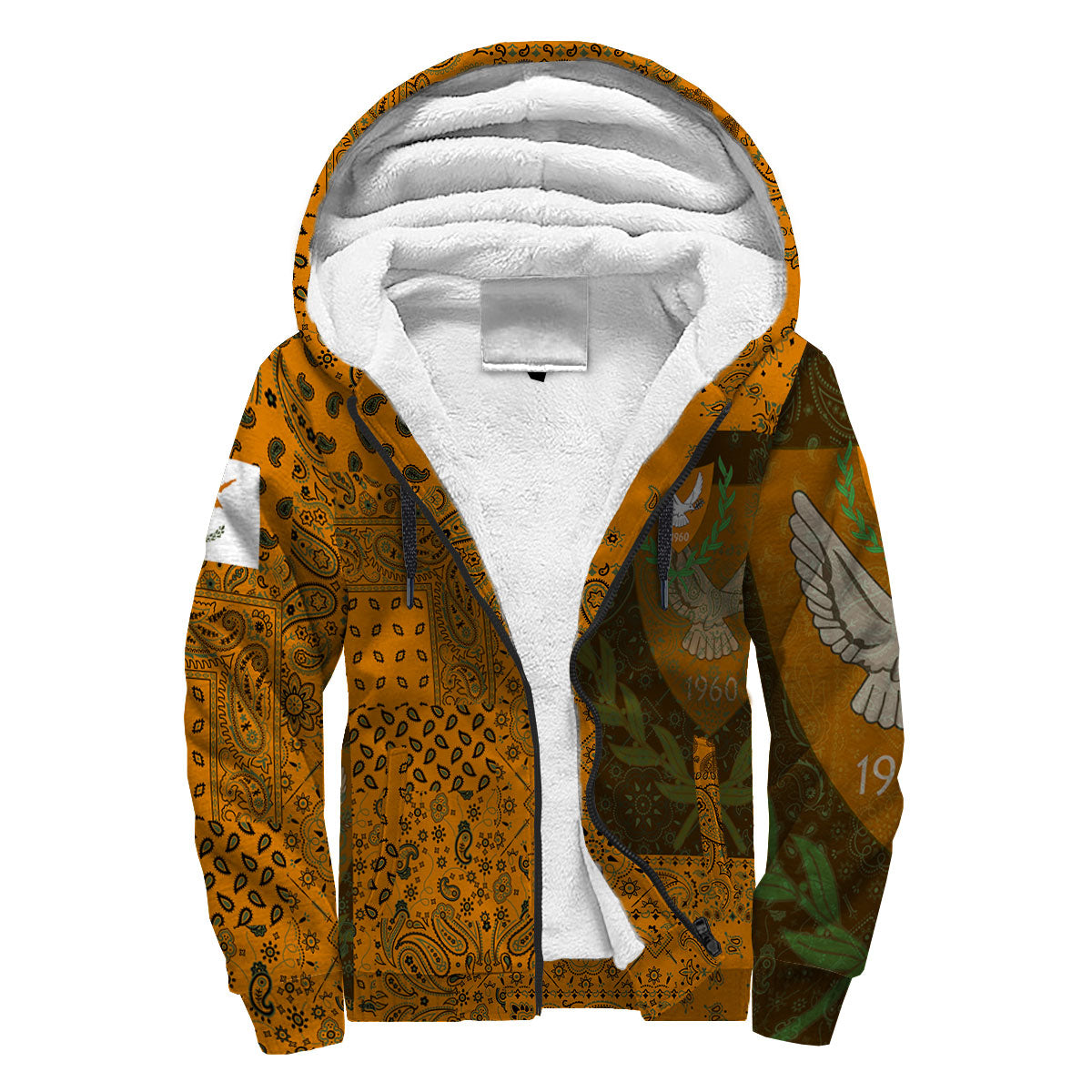 Cyprus Sherpa Hoodie Paisley Flag And Skull Style 3